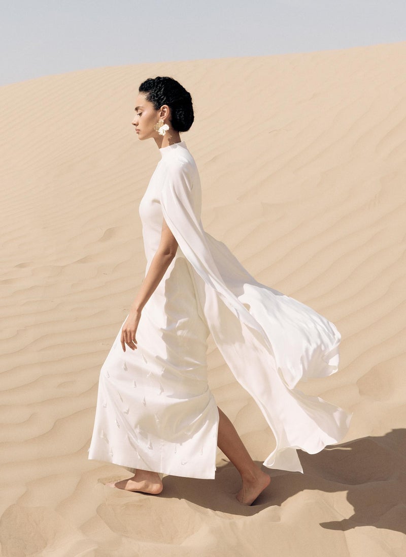 Lichi Maxi dress with loose sleeves and skirt embellishment - Image 1